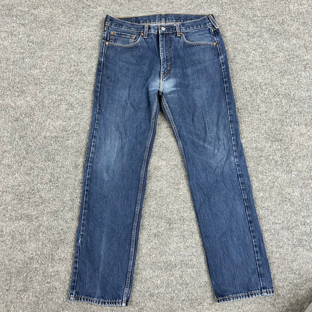 Levi's Jeans Mens Size 35x32 Blue 505 Straight Leg Cotton Denim Classic Casual